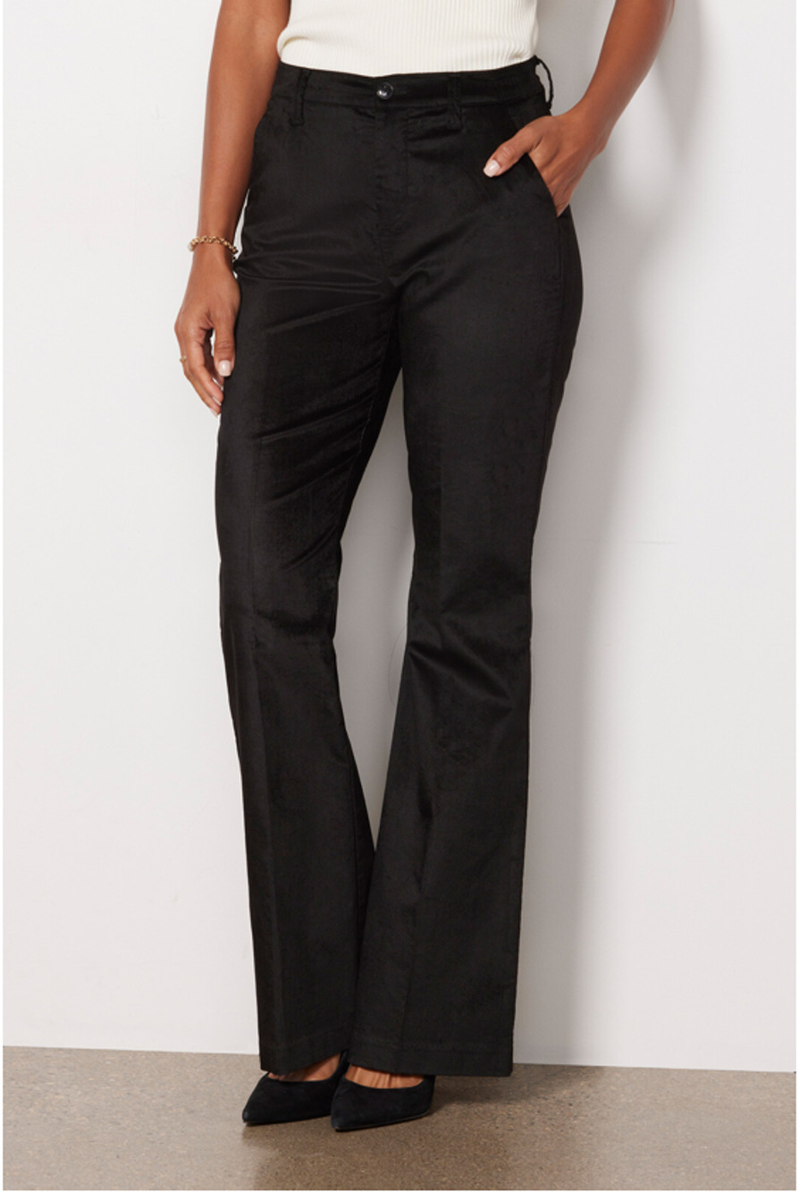LEVEL 99 NWT Evereve Percy Black Velvet Wide Leg Trouser Pant // 27